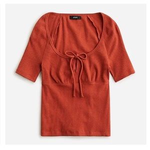 JCREW - Tie-front vintage rib T-shirt - Medium - Wildfire red NWT